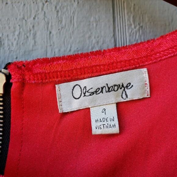 Olsenboye Velvet Red Peplum Cap Sleeve Top Size 9 - Picture 5 of 7